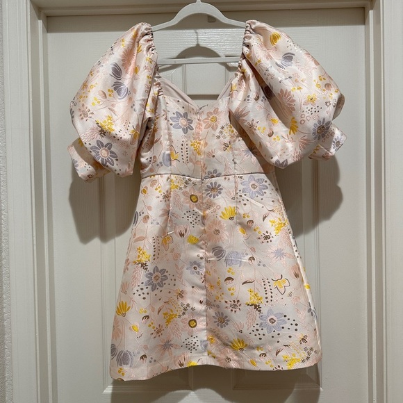 Hutch Floral Jacquard Puff Sleeve Mini Dress - Picture 6 of 9